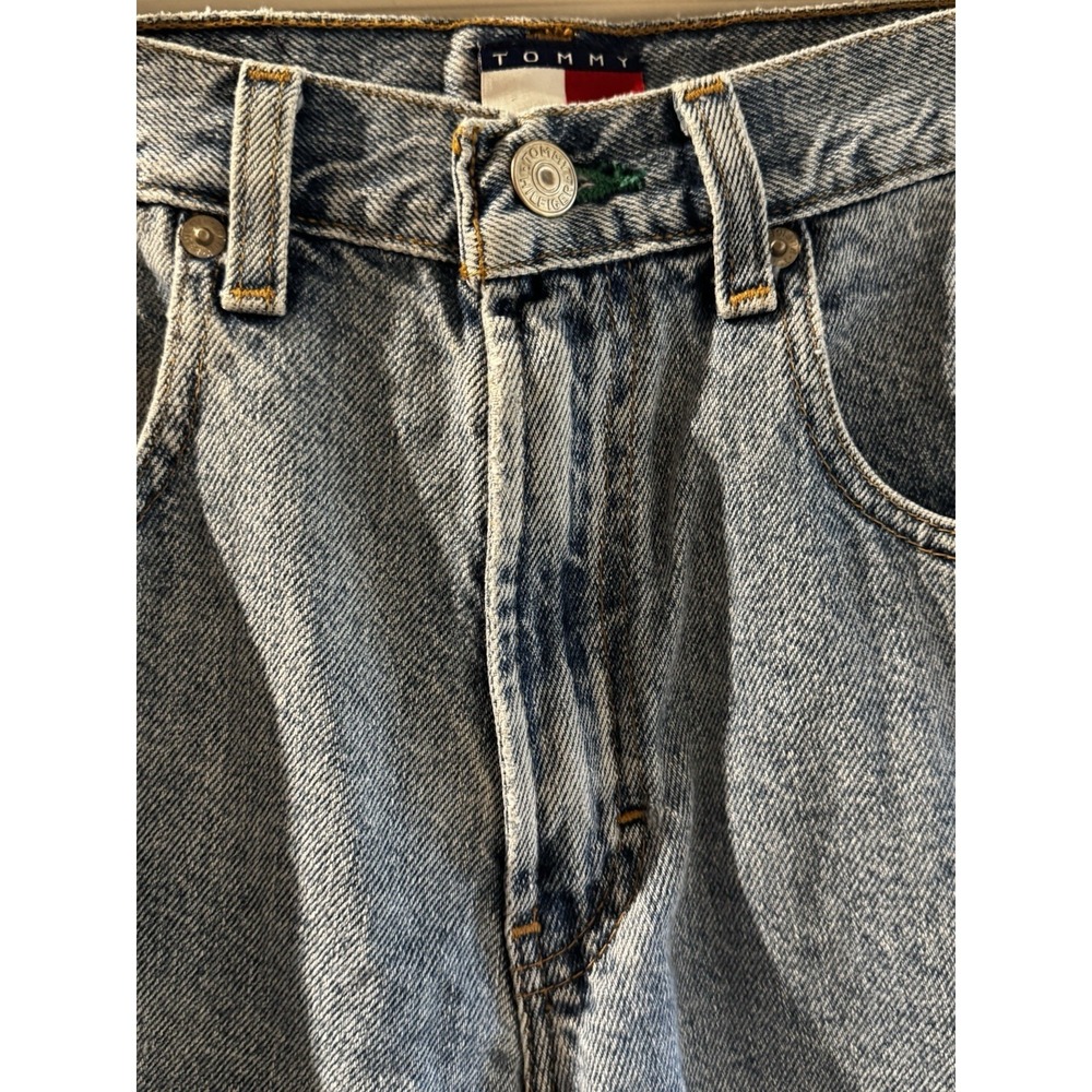 Vintage Tommy Hilfiger Denim Shorts Womens 29 Blue High Rise Mom Jean Flag Logo - Picture 3 of 9